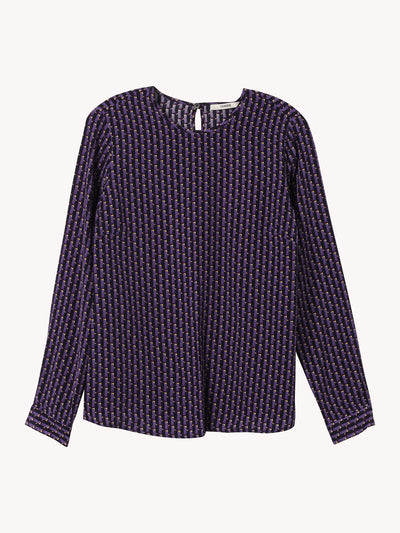 DARK LILAC SILK LONG SLEEVE BLOUSE