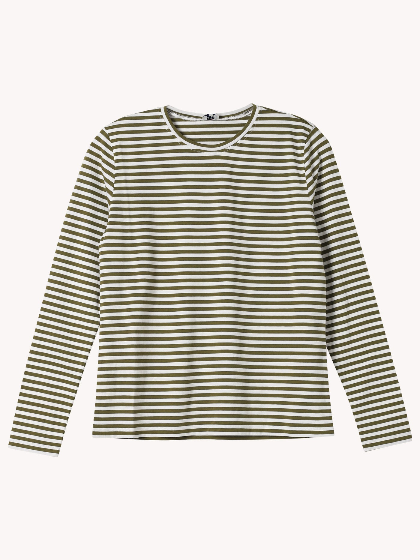 The Modern Stripe Long Sleeve Tee in Olive