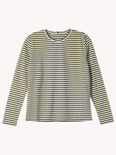 The Modern Stripe Long Sleeve Tee in Olive