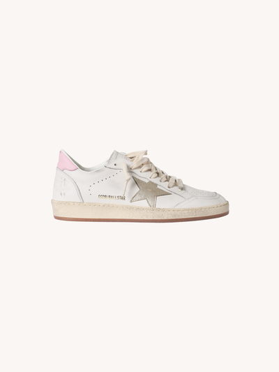 Ball Star Sneaker in White, Gold & Pink