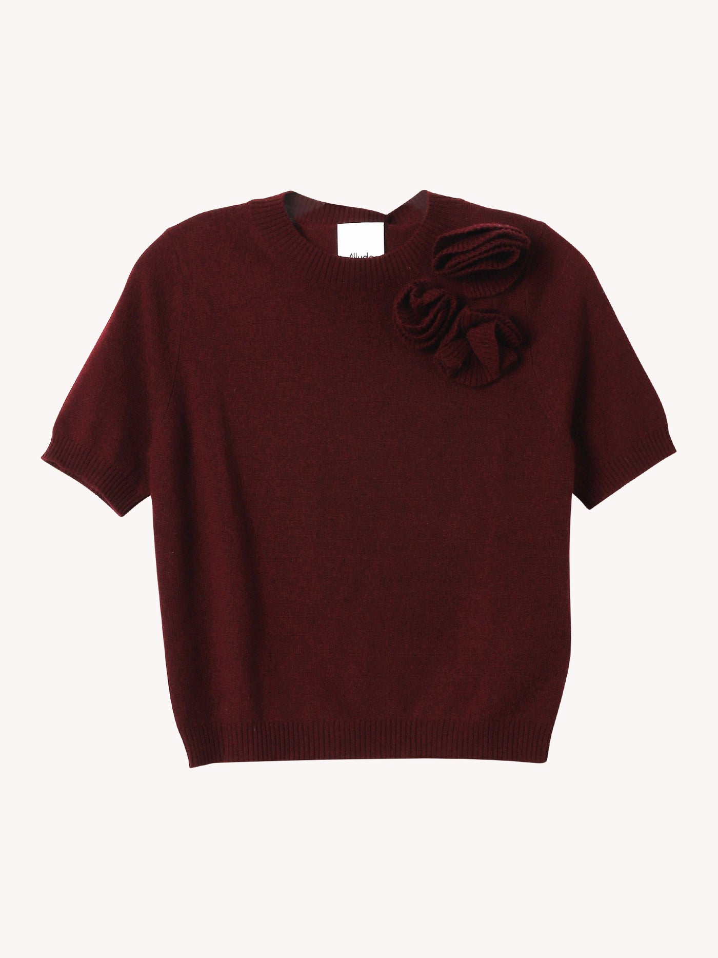 CREWNECK SHORT SLEEVED SWEATER WITH FLOWER