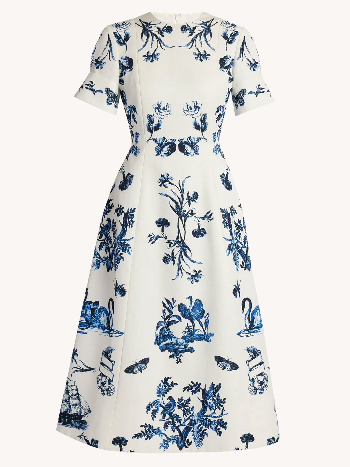 Cotton Faille Short Sleeve Midi Dress Toile Ink Blue / UK 8/US 4