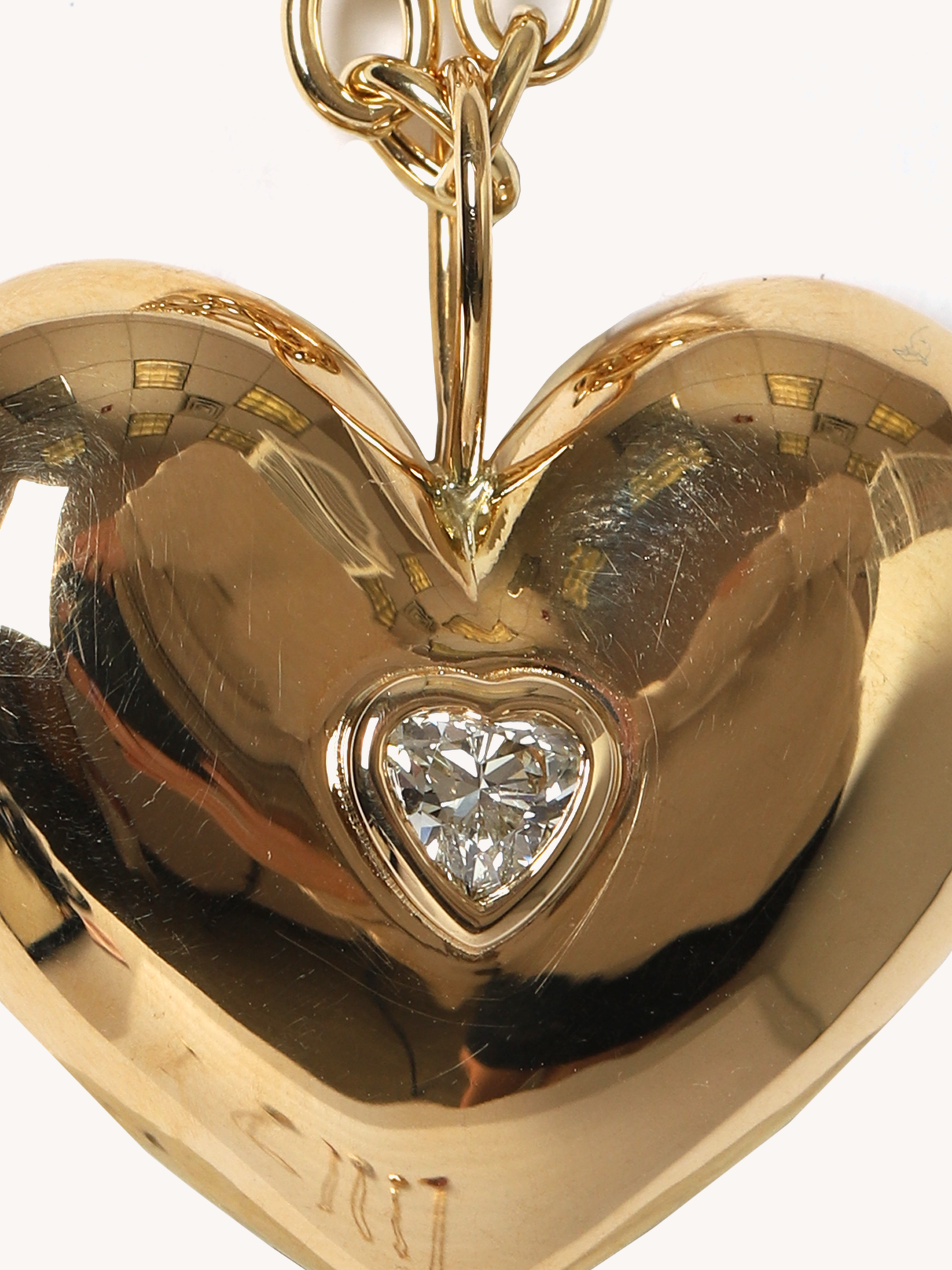 Gold Puff Heart Pendant Necklace