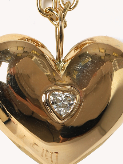 Gold Puff Heart Pendant Necklace