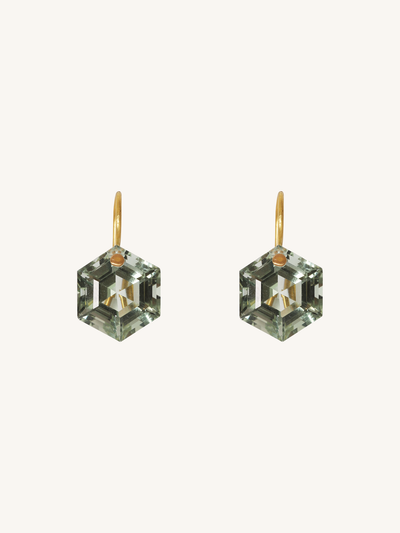 Green Quartz Hexagon Earrings