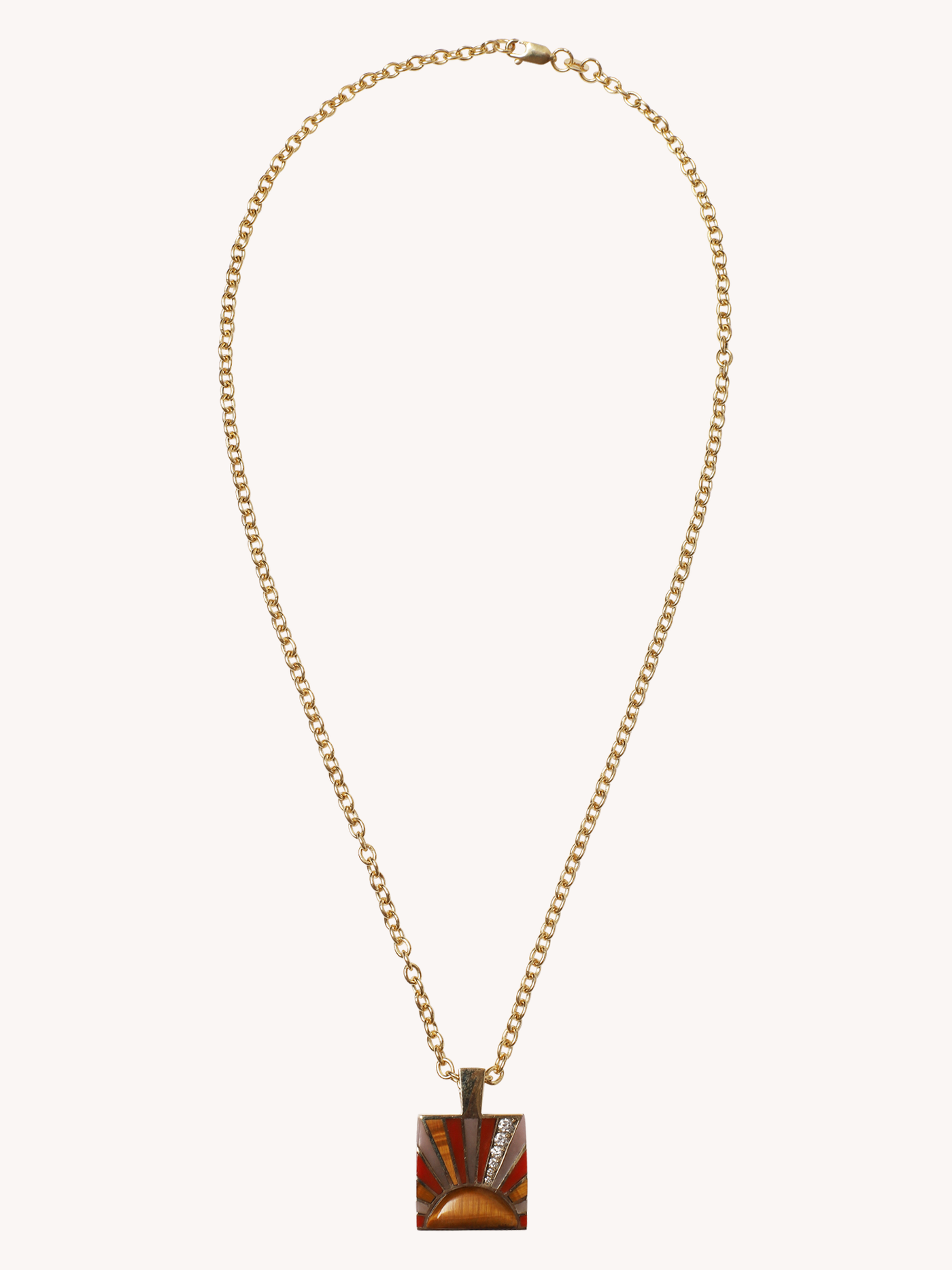 Inlay Diamond Sun Ray Pendant Necklace