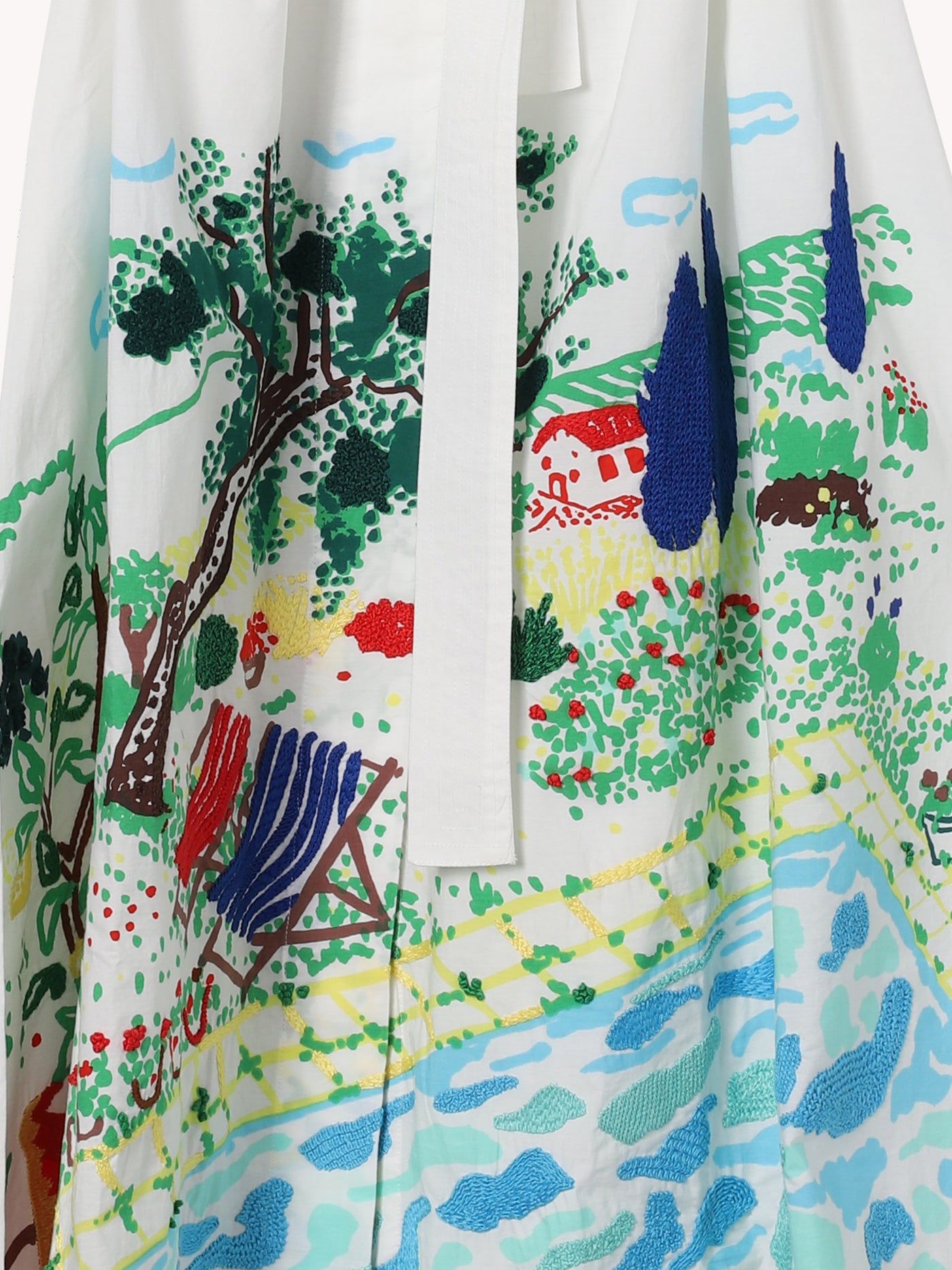 LANDSCAPE PRINTED COTTON FRONT BUTTONED SHIRT DRESS