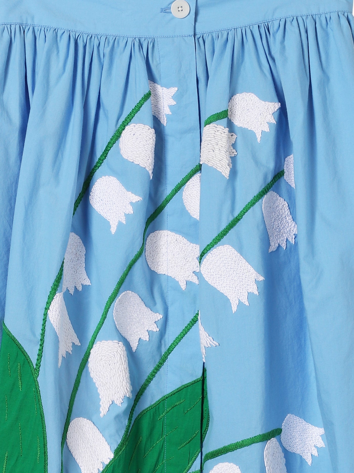 Sky Blue Embroidered Cotton Skirt