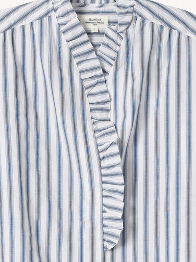 Carmela Stripe Ruffle Blouse