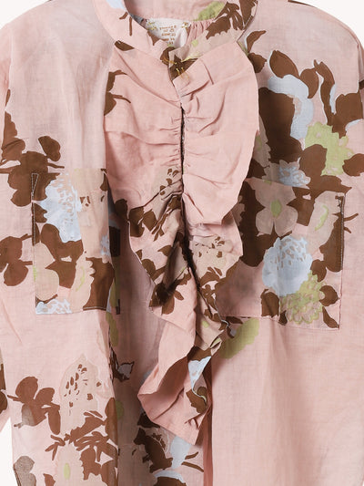 BIG FLOWER PEONY BASE FRILL SHIRT