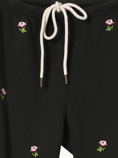 Stadium Sweatpant with Embroidered Roses