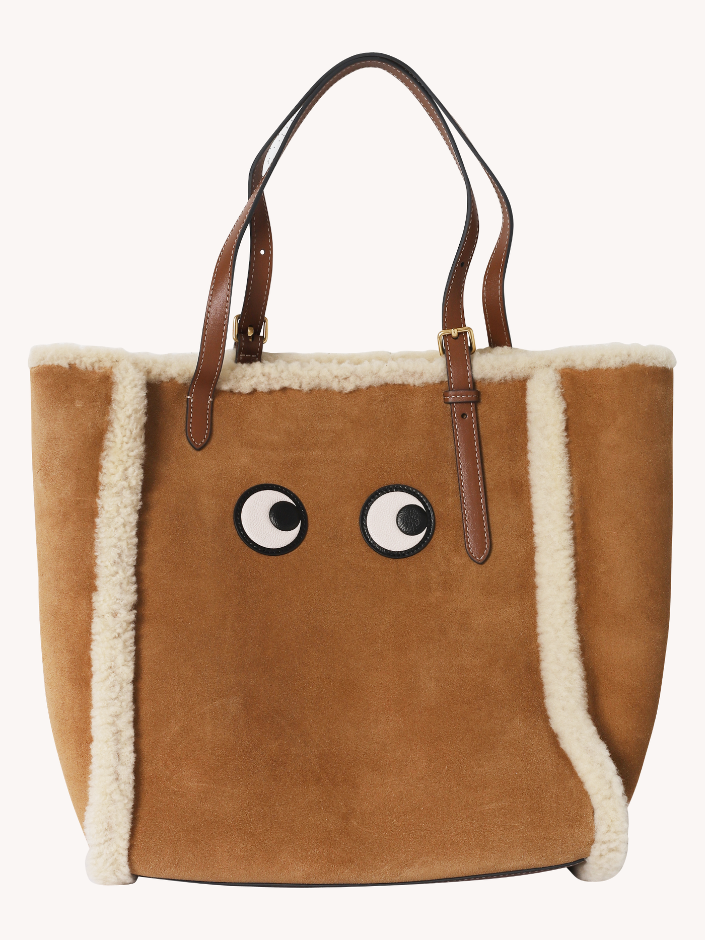 Small Suede & Shearling Eyes Tote