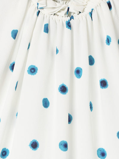 Short Ruffle Blouse in Dot