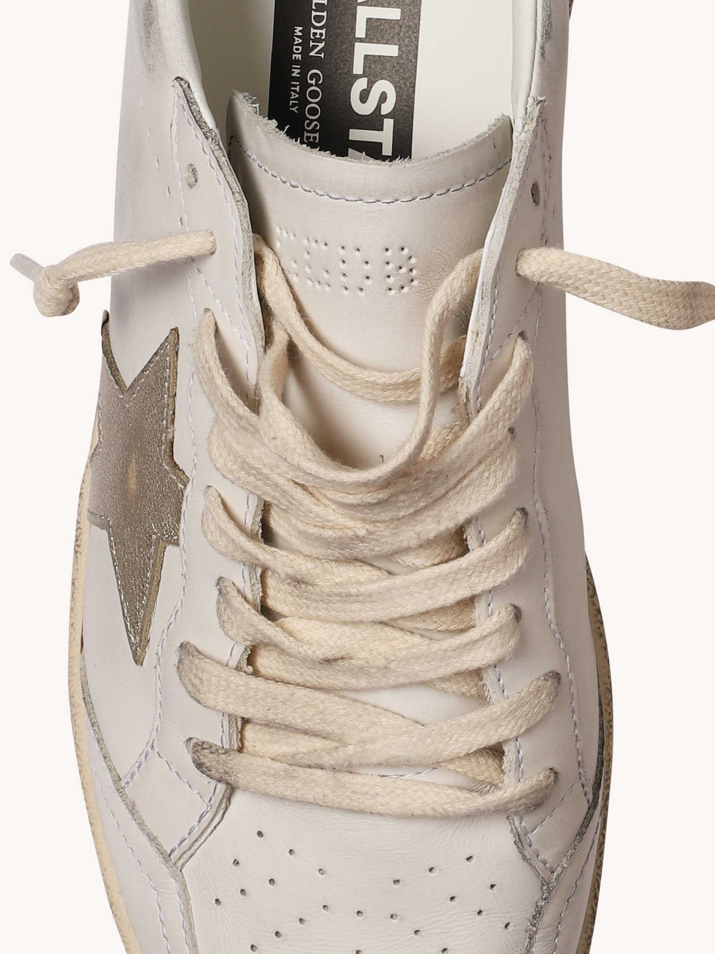 Ball Star Sneaker in White, Gold & Pink