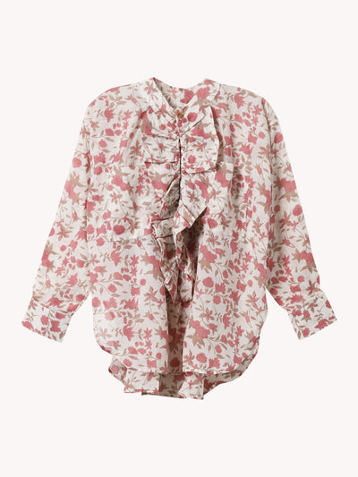 CREAM BASE GARDENIA FRILL SHIRT