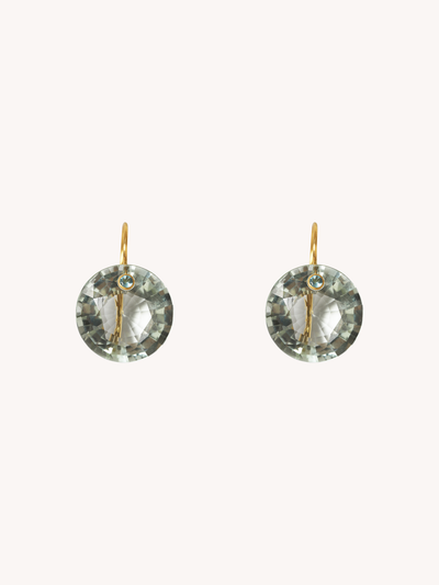 22K YELLOW GOLD, GREEN QUARTZ & APATITE GEM EARRINGS
