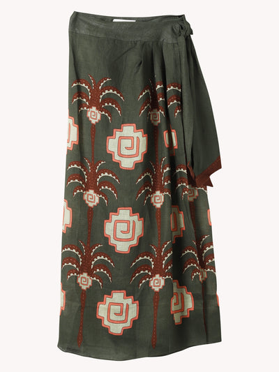 Green Amazon Echoes Wrap Skirt
