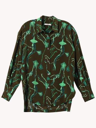 SILK BUTTON DOWN PRINTED SHIRT