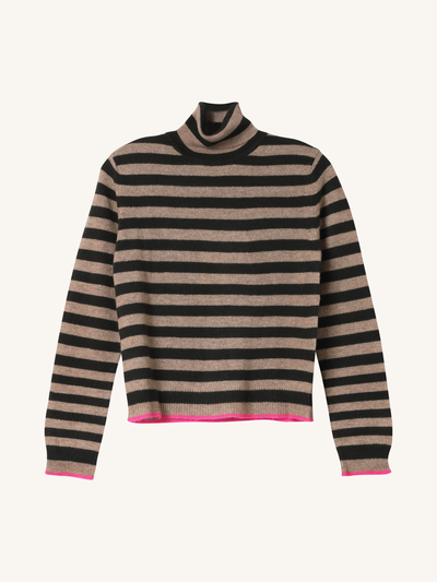 Stripe Roll Collar Sweater