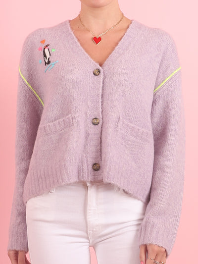 Embroidered Penguin Cardigan