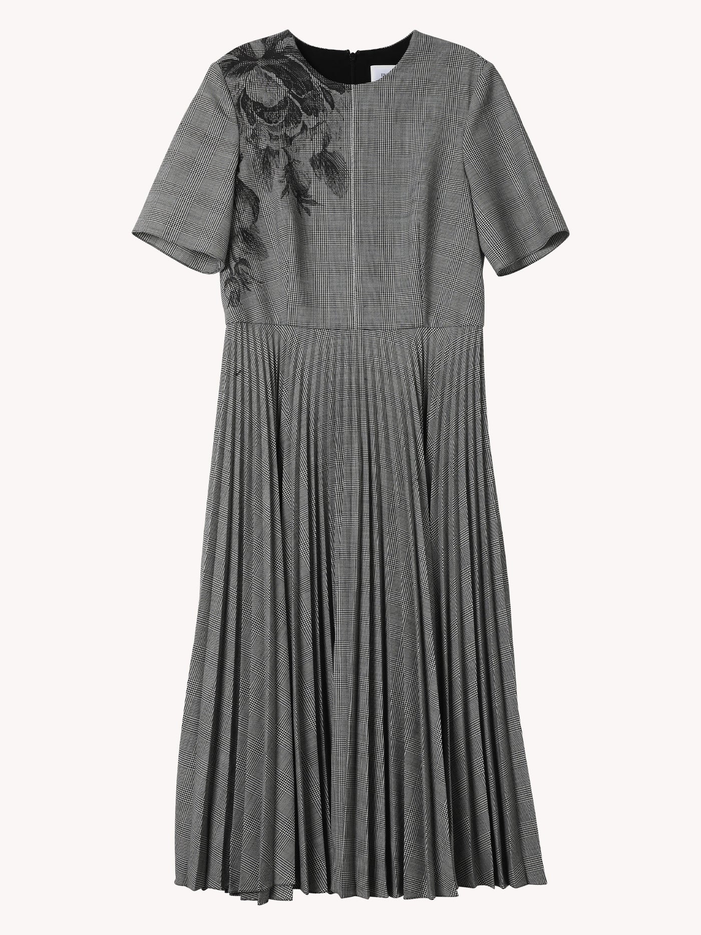 SHORT SLEEVE PLEATED MIDI DRESS