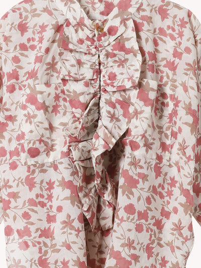 CREAM BASE GARDENIA FRILL SHIRT