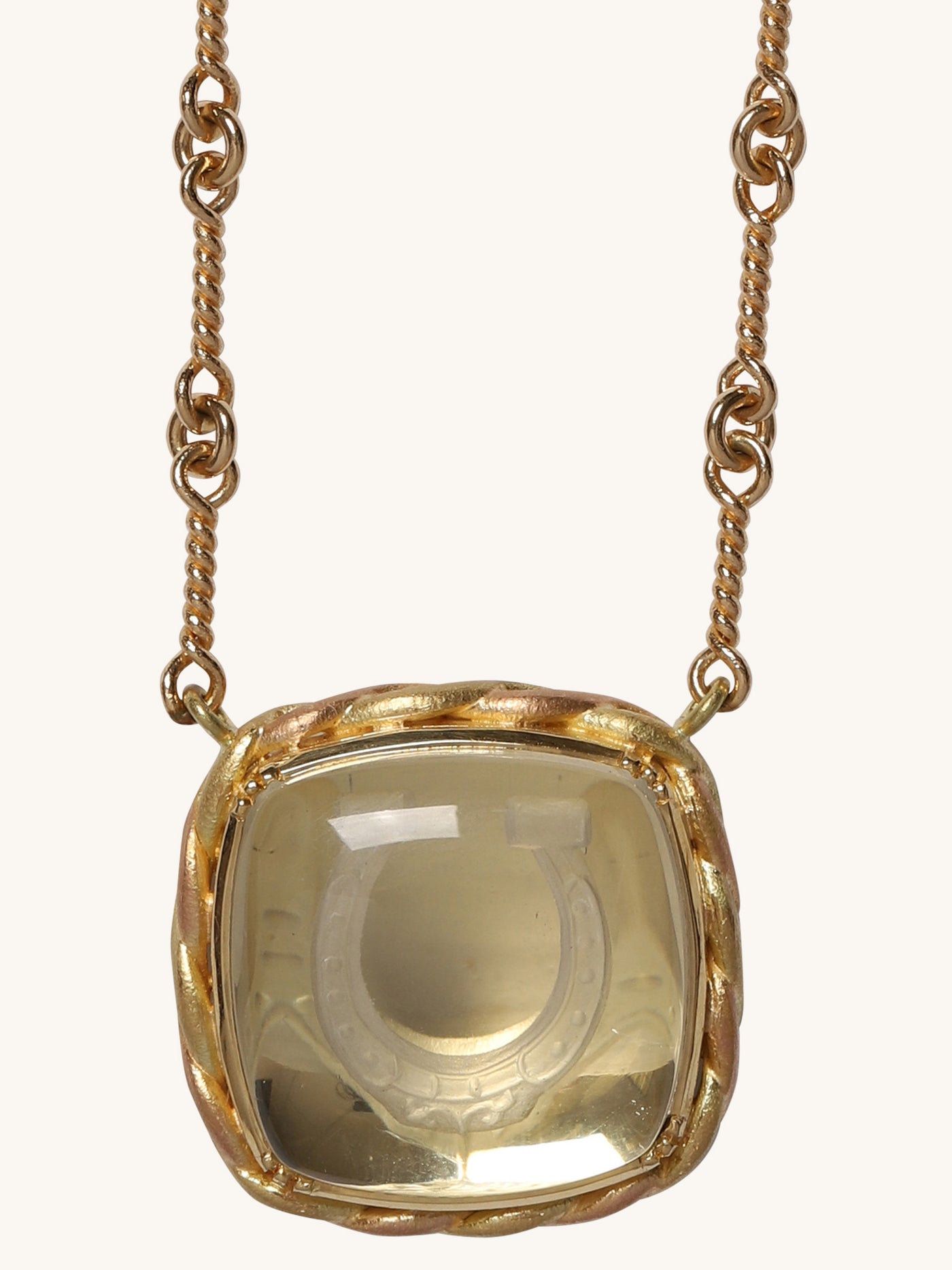 Crystal Quartz Horseshoe Necklace