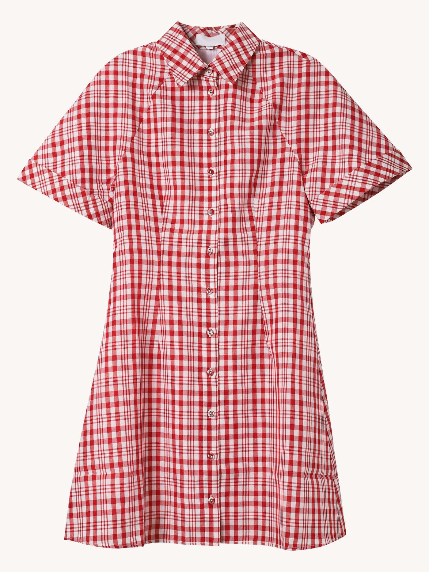 Rosie Assoulin Red Plaid A-Line Mini Shirt Dress Red Plaid / 6