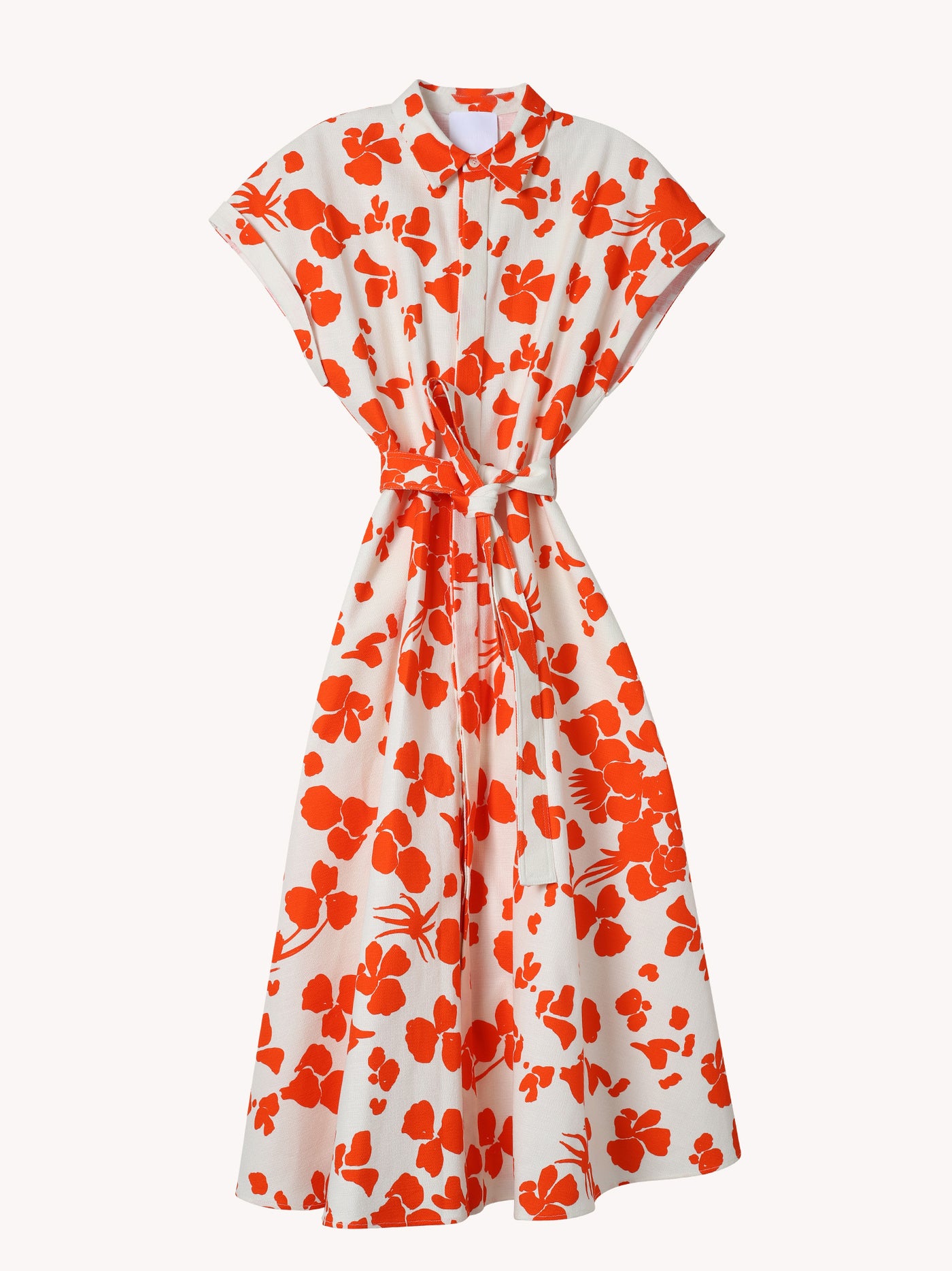 ORANGE PRINTED FLUTTER SLEEVE DRESS