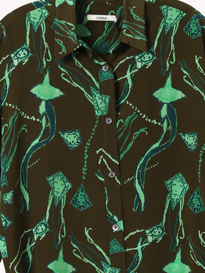 SILK BUTTON DOWN PRINTED SHIRT