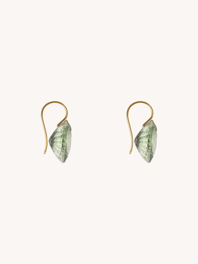 22K YELLOW GOLD, GREEN QUARTZ & APATITE GEM EARRINGS