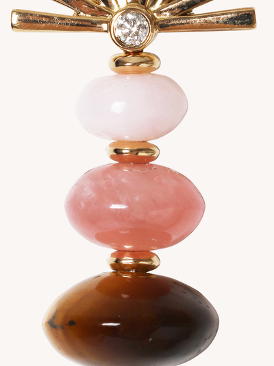 Pink Opal, Rhodochrosite, and Tiger's Eye Mini Root Earrings
