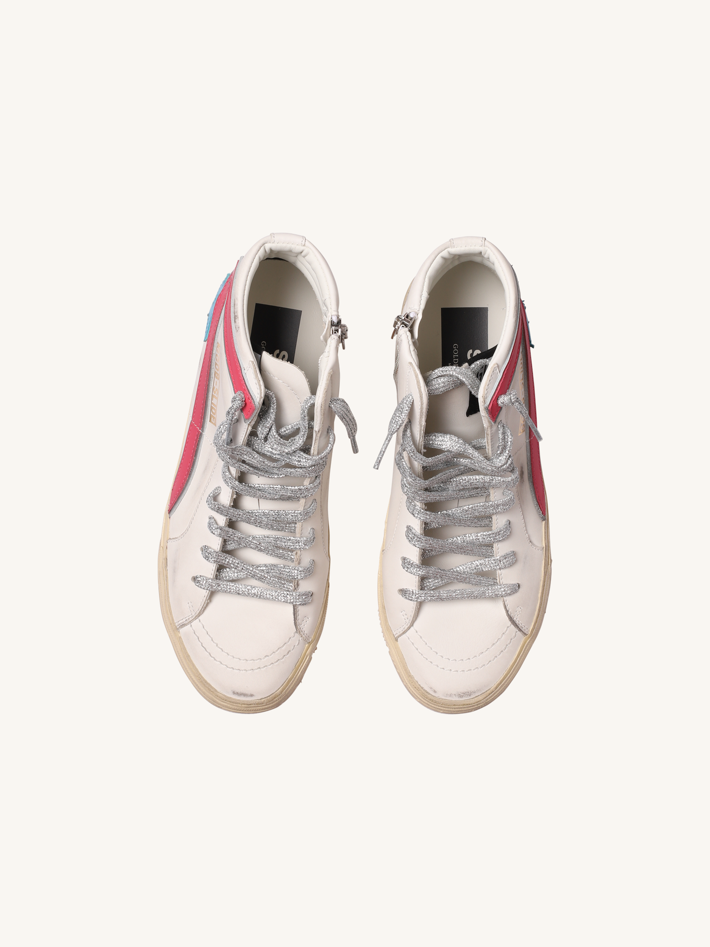 Slide Hi-Top Sneaker in Blue & Pink