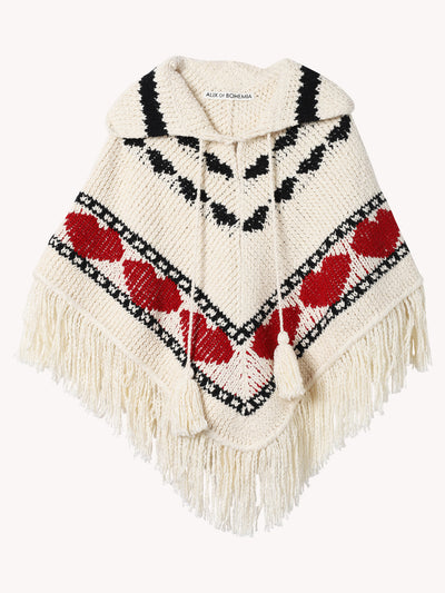 Faune Heart Knit Poncho