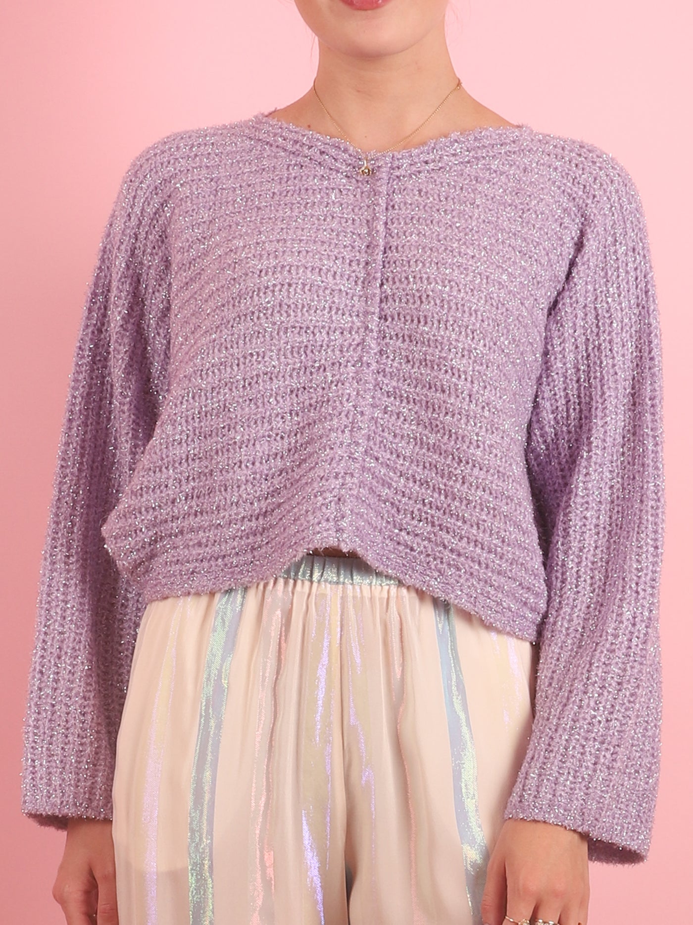 Lurex Chenille Poncho Sweater