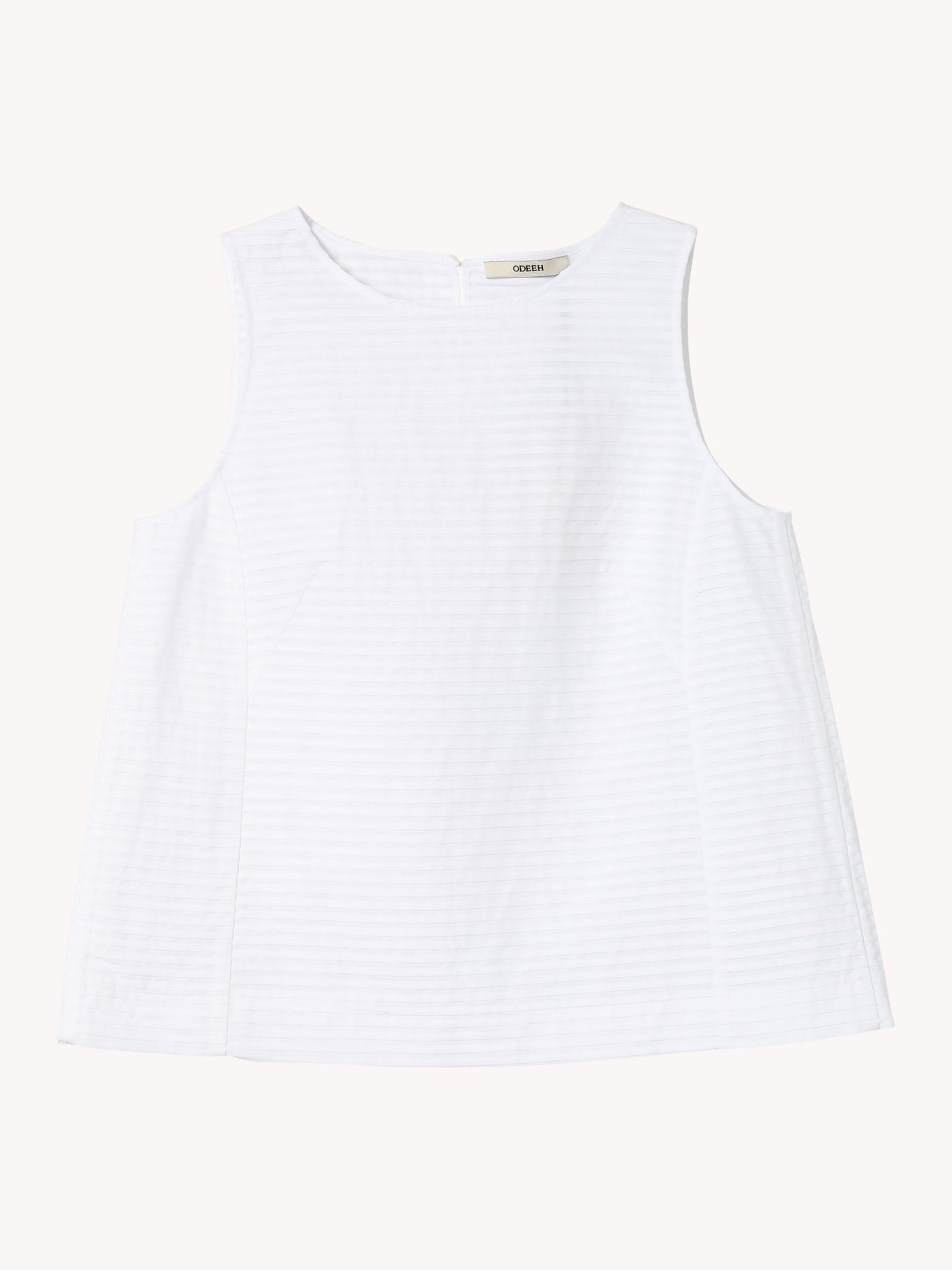 WHITE TEXTURED SLEEVELESS BLOUSE