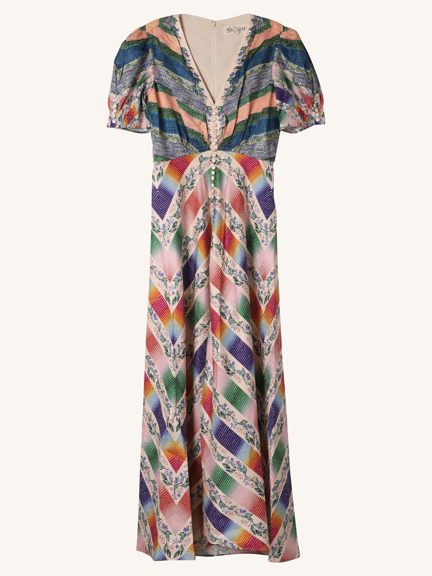 Lea Long Dress in Chevron