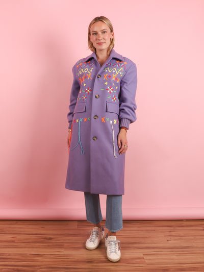 Embroidered Fair Isle Coat