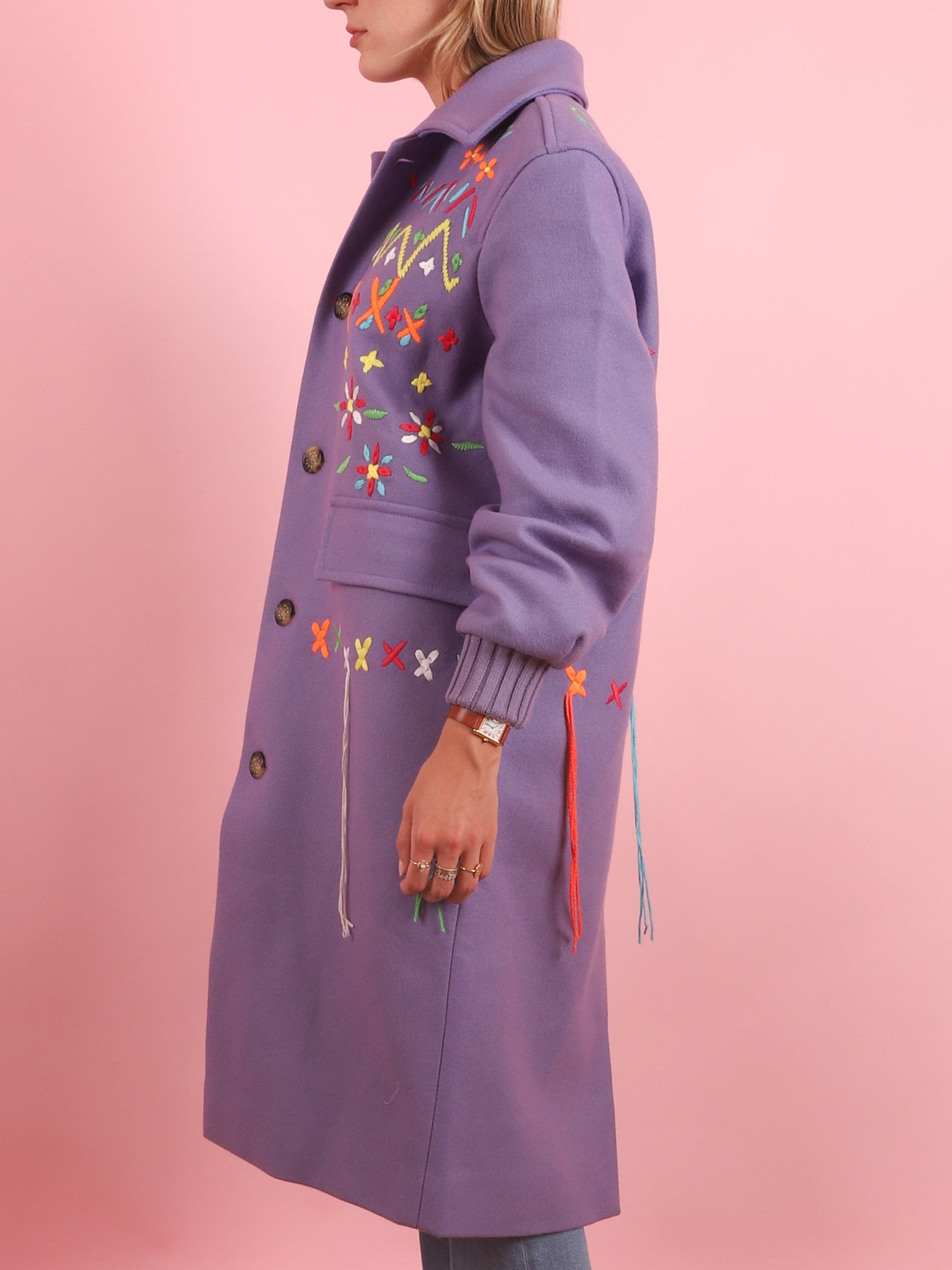 Embroidered Fair Isle Coat