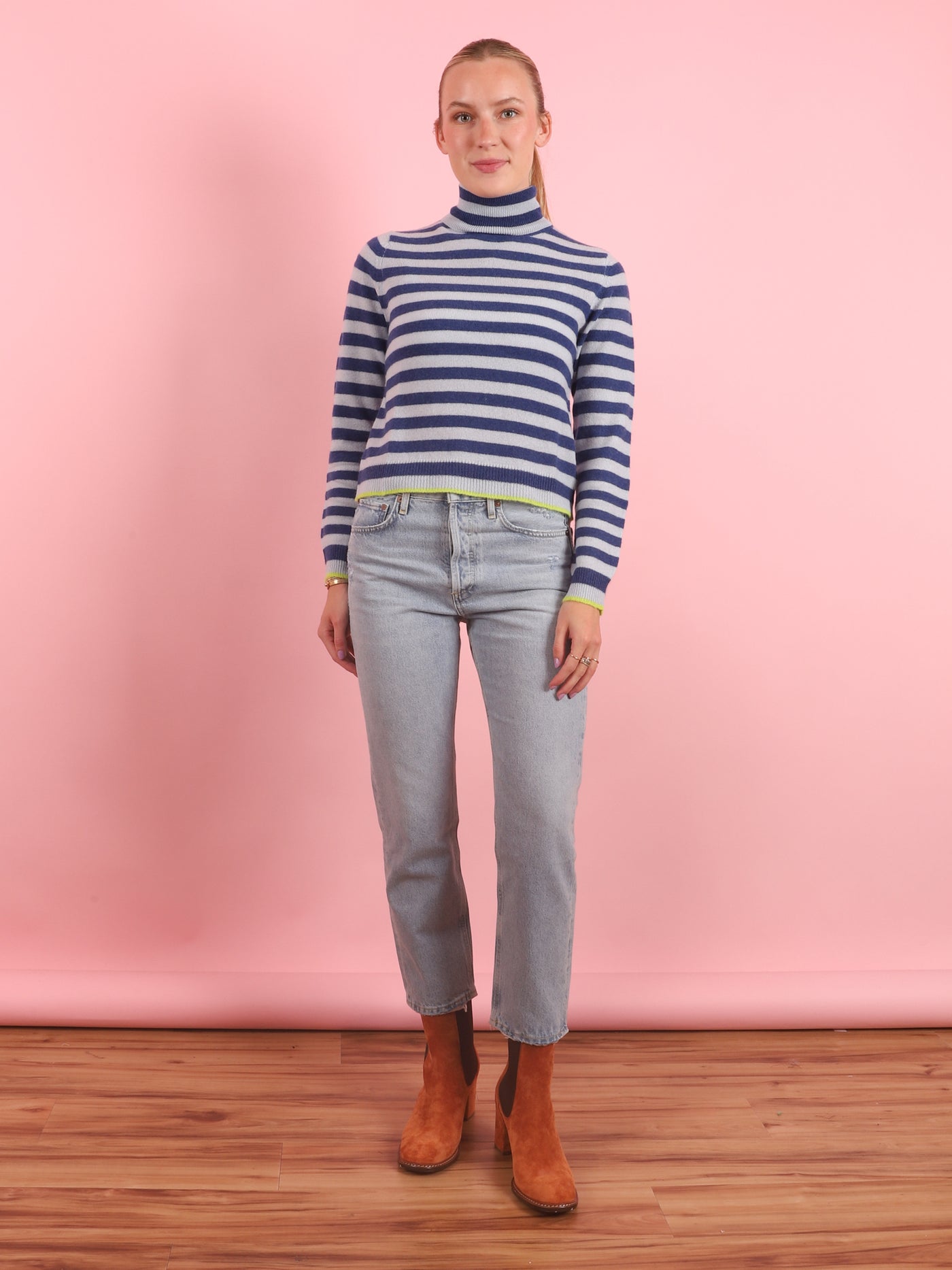Stripe Roll Collar Sweater