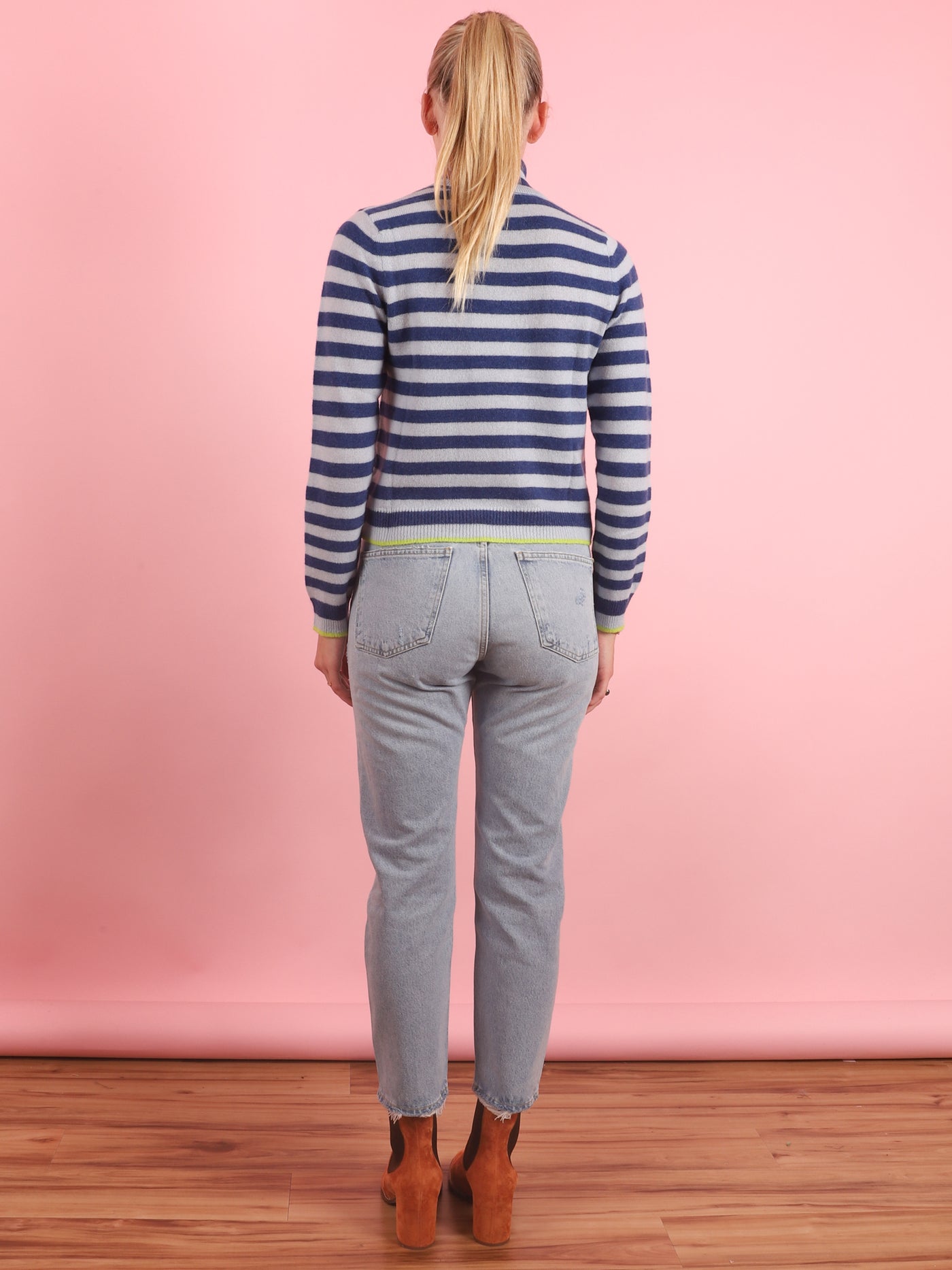 Stripe Roll Collar Sweater