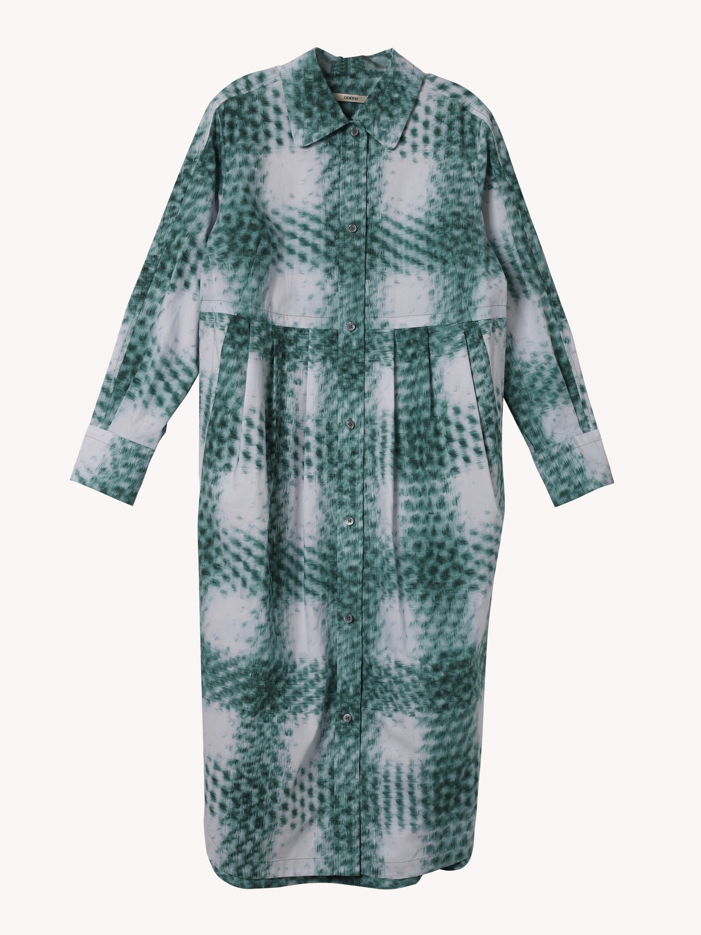 GREEN PLAID SHIRT DRESS