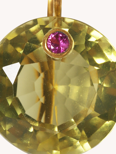 22K YELLOW GOLD, LEMON QUARTZ & PINK TOURMALINE GEM EARRINGS