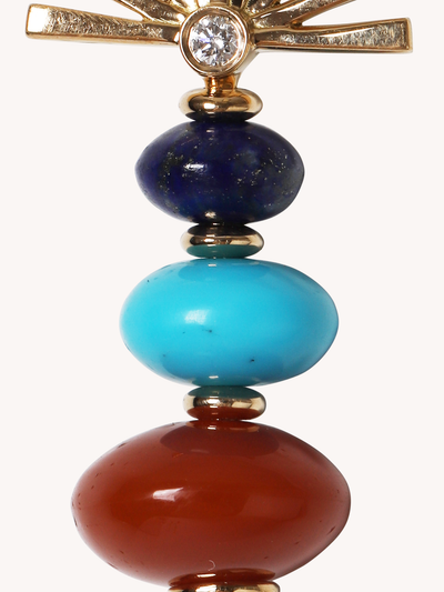 Carnelian, Turquoise, and Lapis Mini Root Earrings