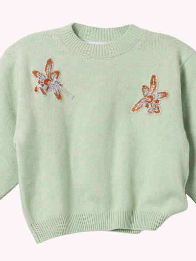 POSY PISTACHIO CASHMERE SS SWEATER