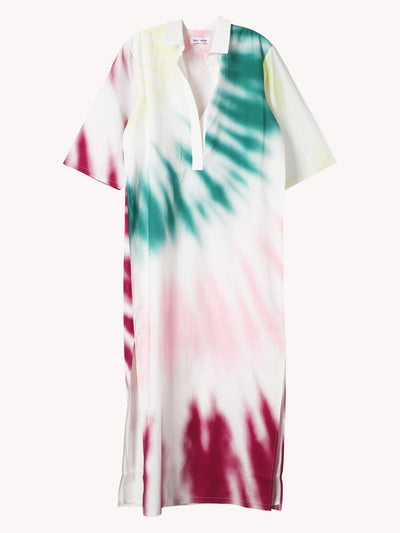 CAFTAN DRESS IN TIE-DYE COTTON POPLIN