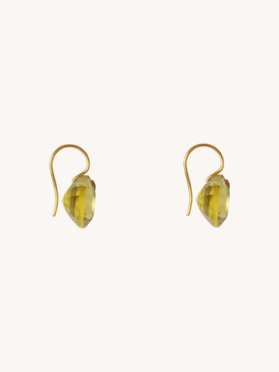22K YELLOW GOLD, LEMON QUARTZ & PINK TOURMALINE GEM EARRINGS