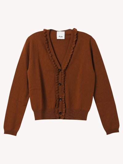 V-NECK CARDIGAN WITH RUFFLE