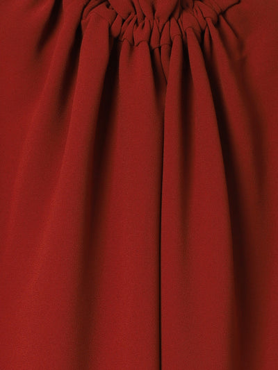 Short Ruffle Blouse in Carmine