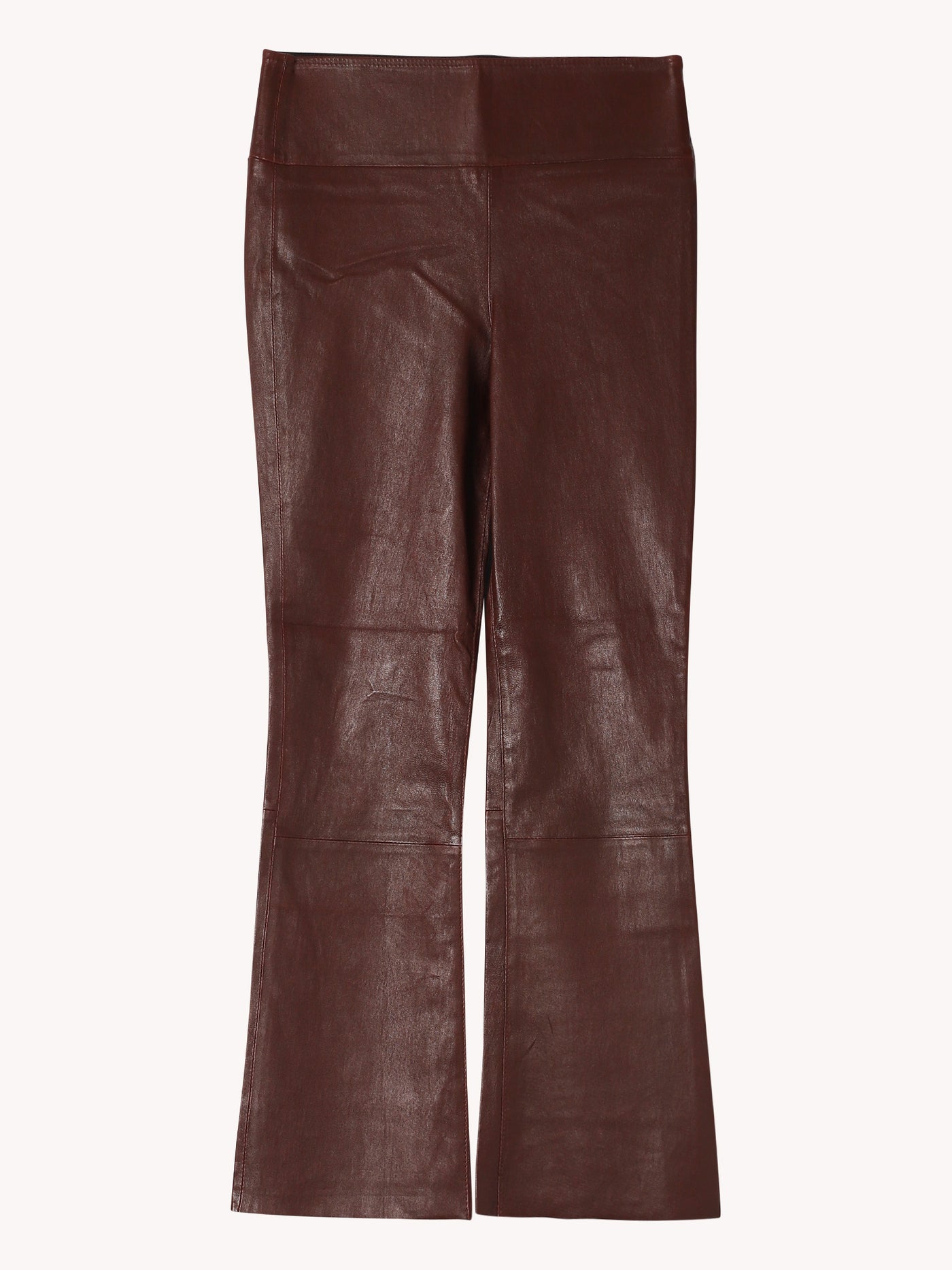 Crop Flare Leather Legging in Pinot